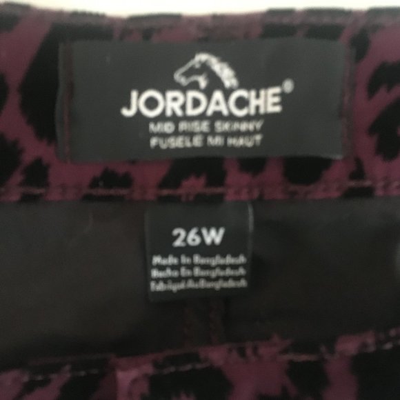 Jordache Jeans Purple Luxe Skinny Cheetah Mid Rise Flocked Black Sz 26W New - Picture 8 of 13